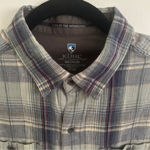 Kuhl Gray and Blue Plaid Button Down Shirt - Picture 1 of 7